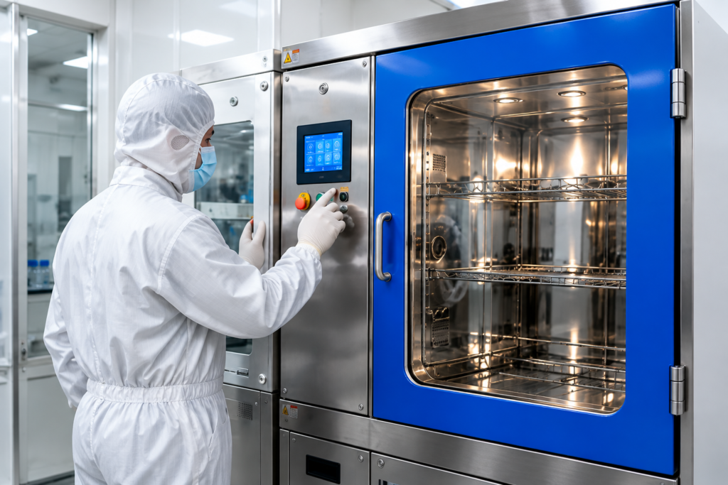 Cleanroom Technician Operating Sterilization Chamber